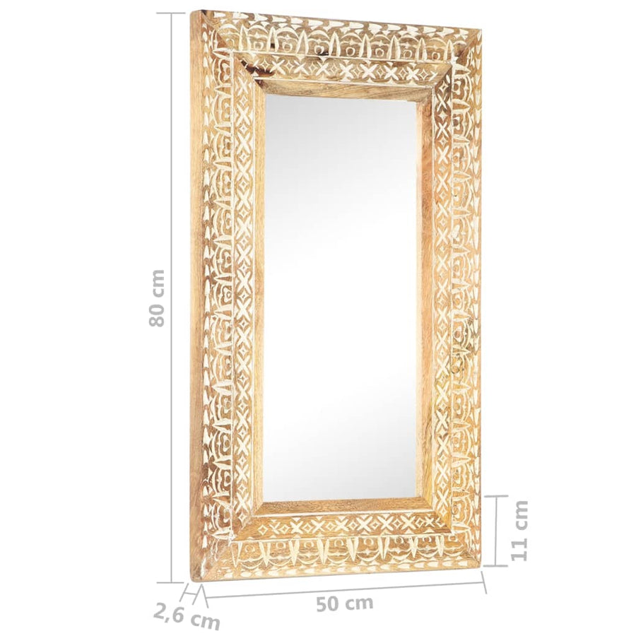 Spiegel Handgesneden 80X50X2,6 Cm Massief Mangohout 80 x 50 x 2.6 cm