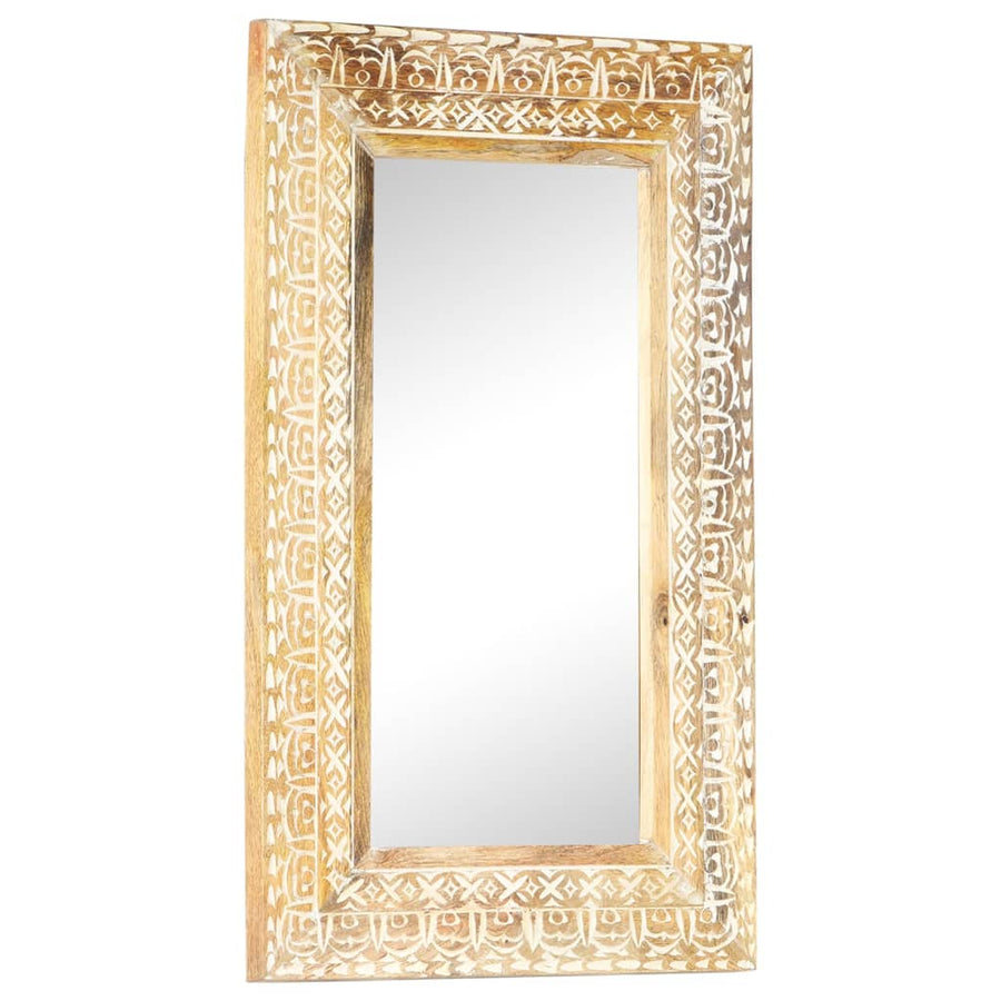 Spiegel Handgesneden 80X50X2,6 Cm Massief Mangohout 80 x 50 x 2.6 cm