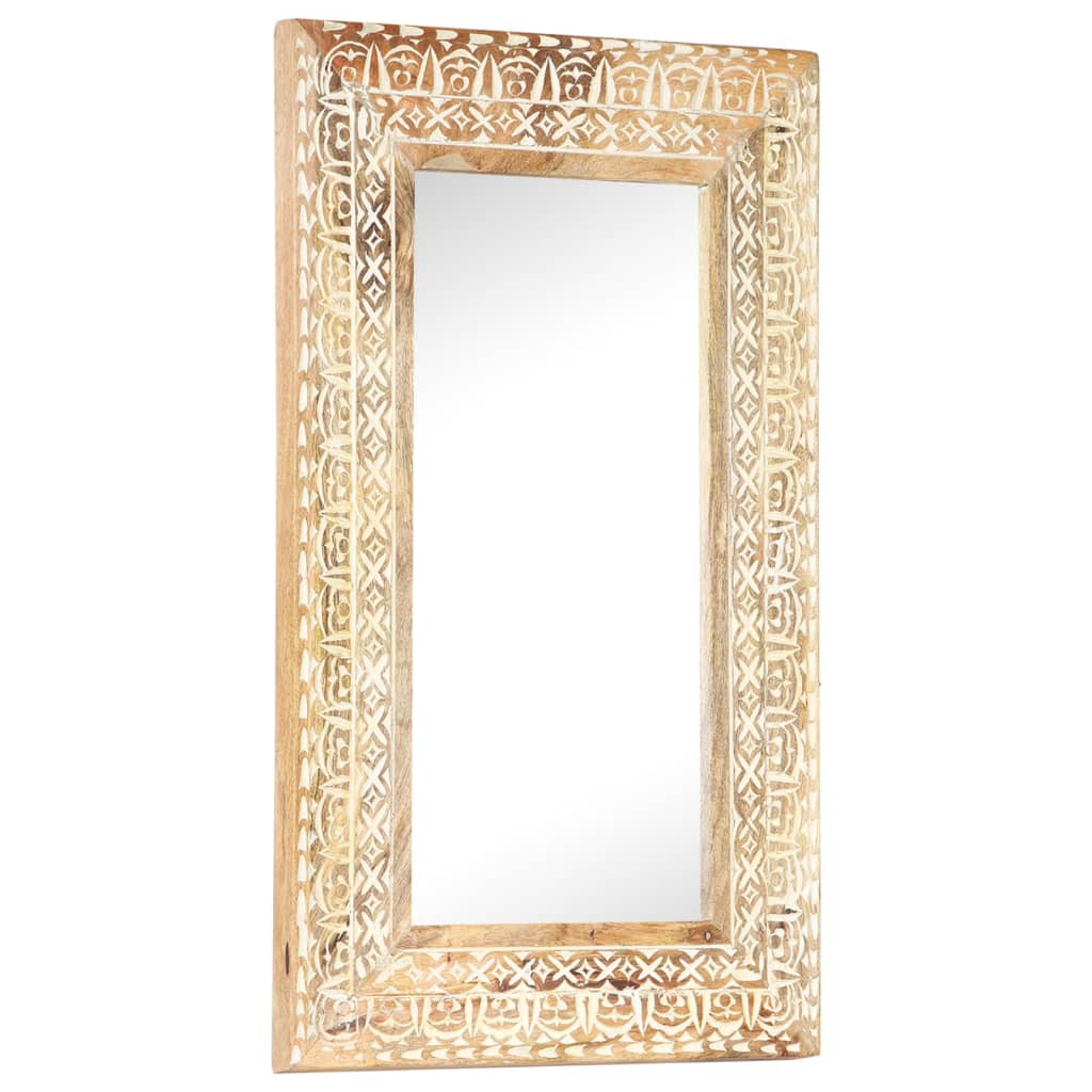 Spiegel Handgesneden 80X50X2,6 Cm Massief Mangohout 80 x 50 x 2.6 cm