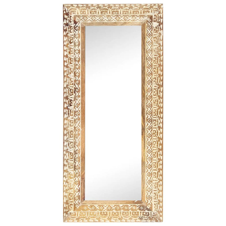 Spiegel handgesneden 110x50x2,6 cm massief mangohout