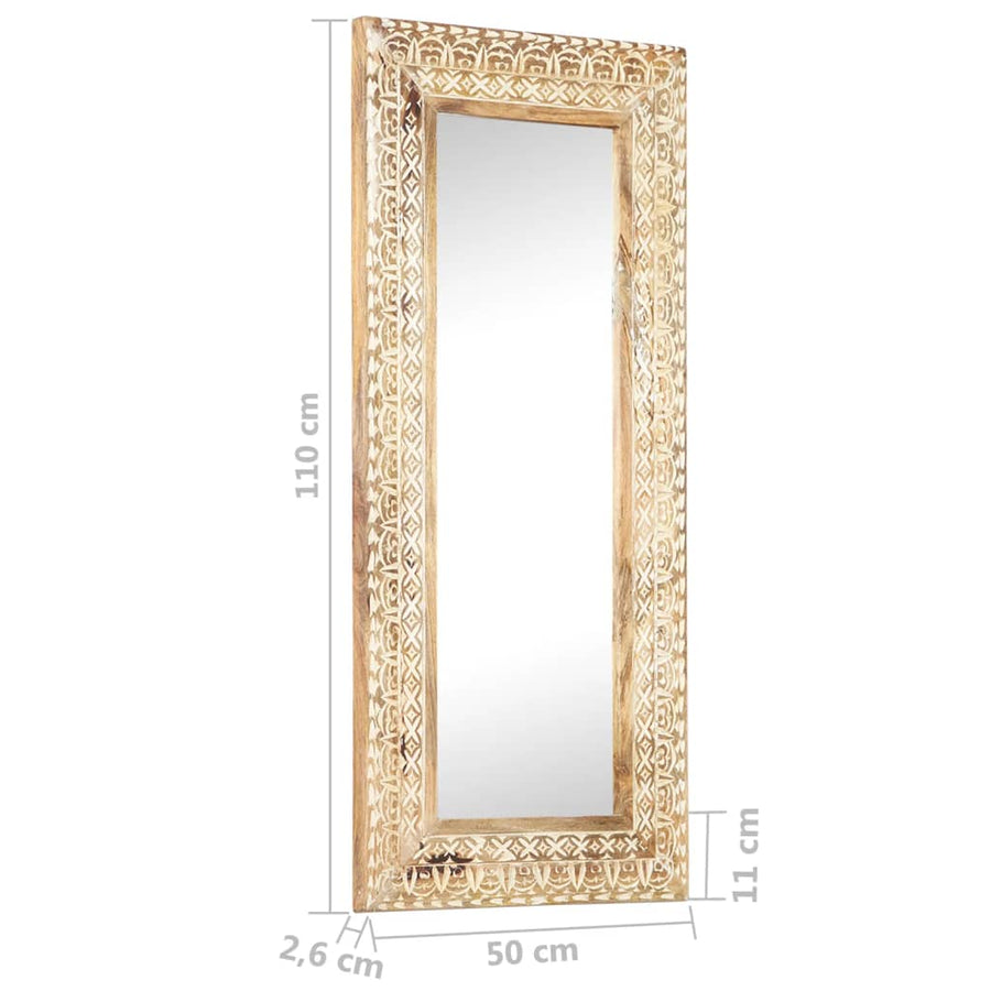 Spiegel handgesneden 110x50x2,6 cm massief mangohout