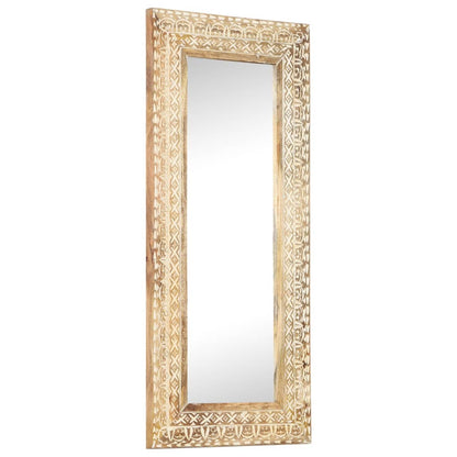 Spiegel handgesneden 110x50x2,6 cm massief mangohout