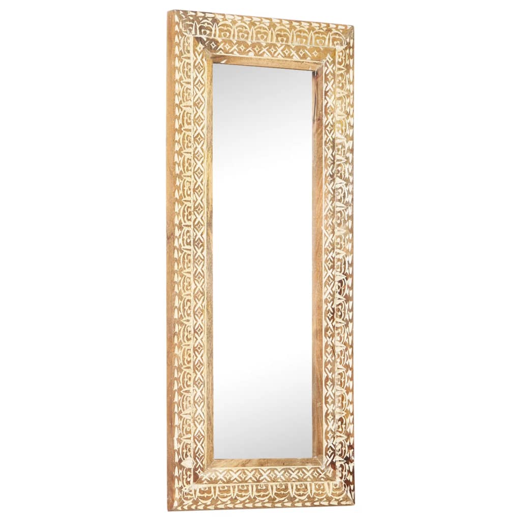 Spiegel handgesneden 110x50x2,6 cm massief mangohout