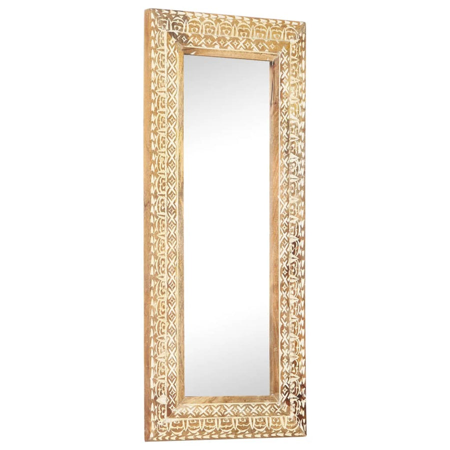 Spiegel handgesneden 110x50x2,6 cm massief mangohout