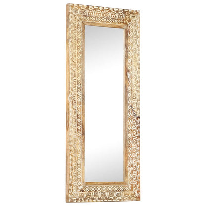 Spiegel handgesneden 110x50x2,6 cm massief mangohout