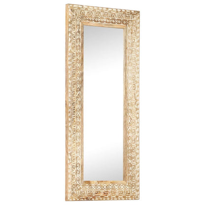 Spiegel handgesneden 110x50x2,6 cm massief mangohout