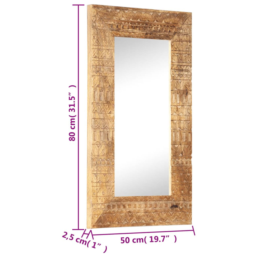 Spiegel Handgesneden 80X50X2,5 Cm Massief Mangohout 80 x 50 x 2.5 cm