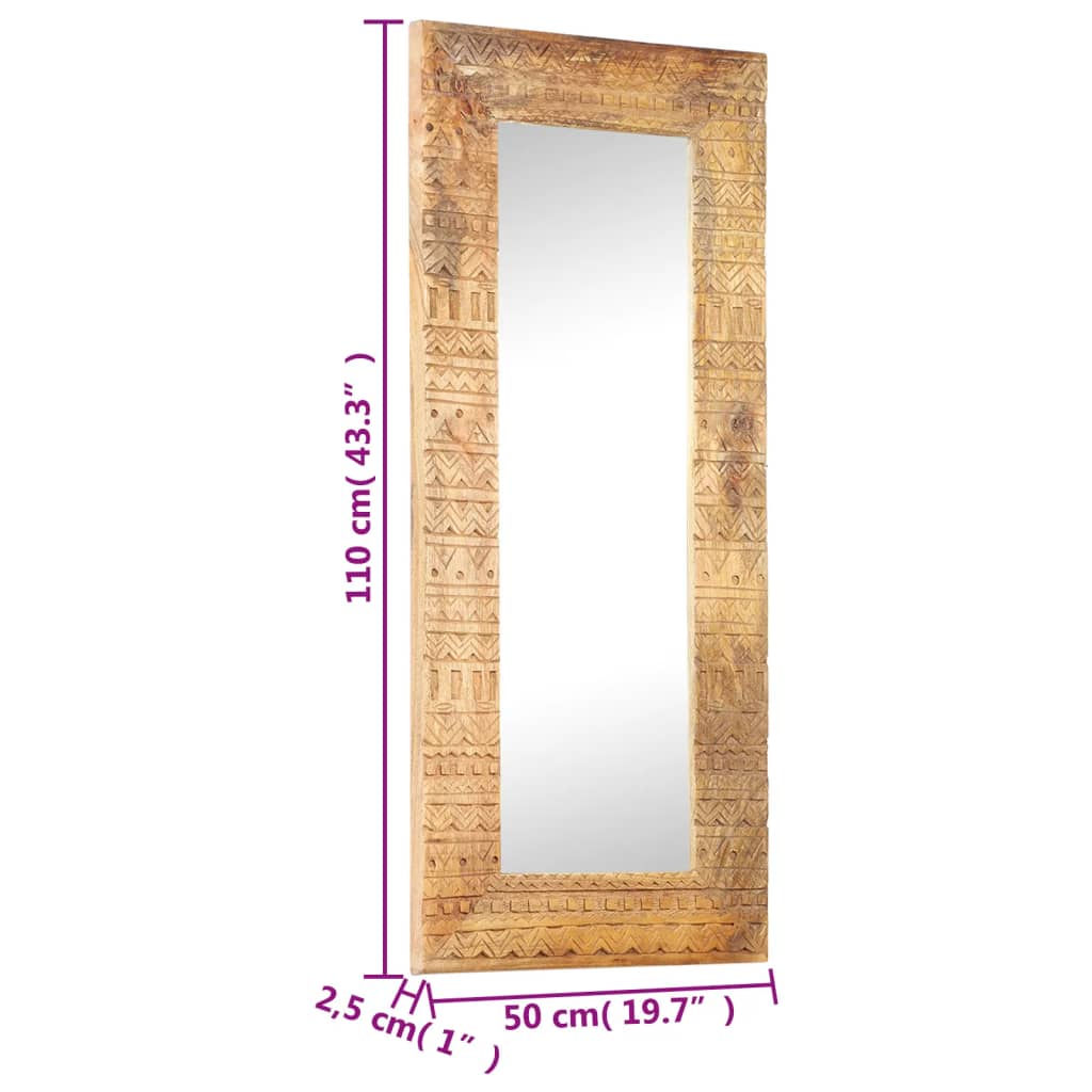 Spiegel handgesneden 110x50x2,5 cm massief mangohout