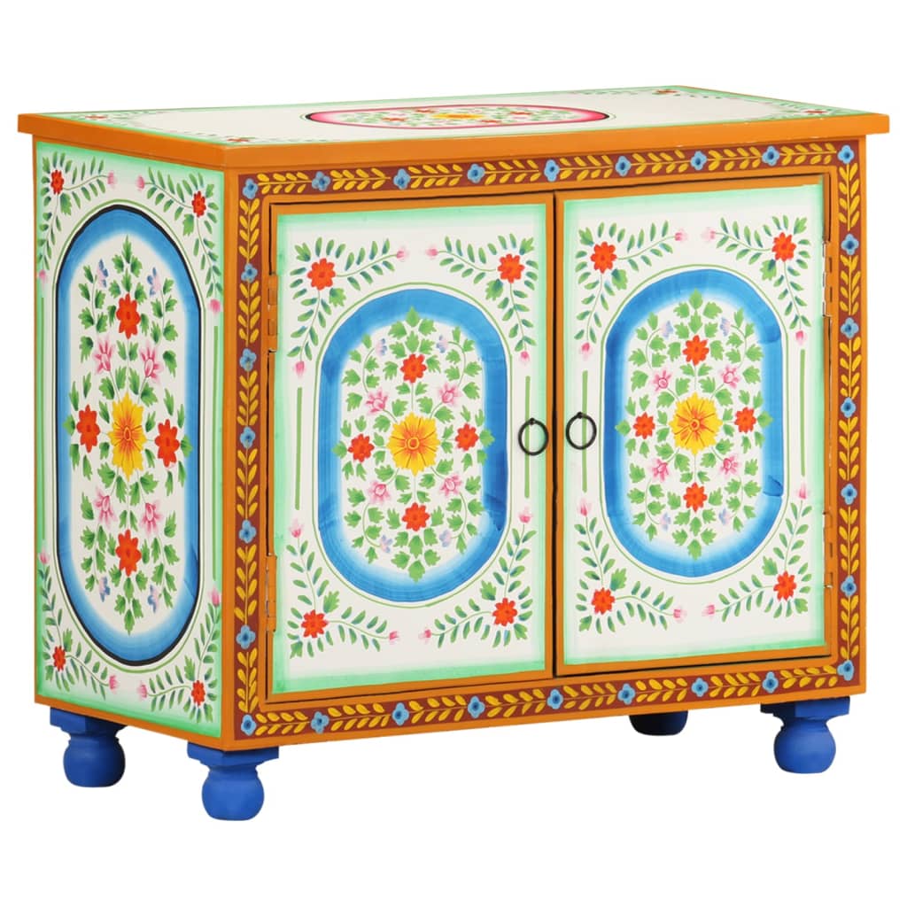 Dressoir Handgeschilderd 70X35X60 Cm Massief Mangohout Multikleur