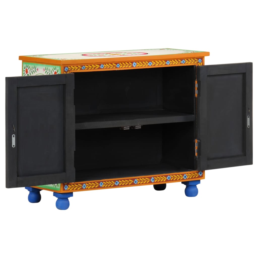 Dressoir Handgeschilderd 70X35X60 Cm Massief Mangohout Multikleur