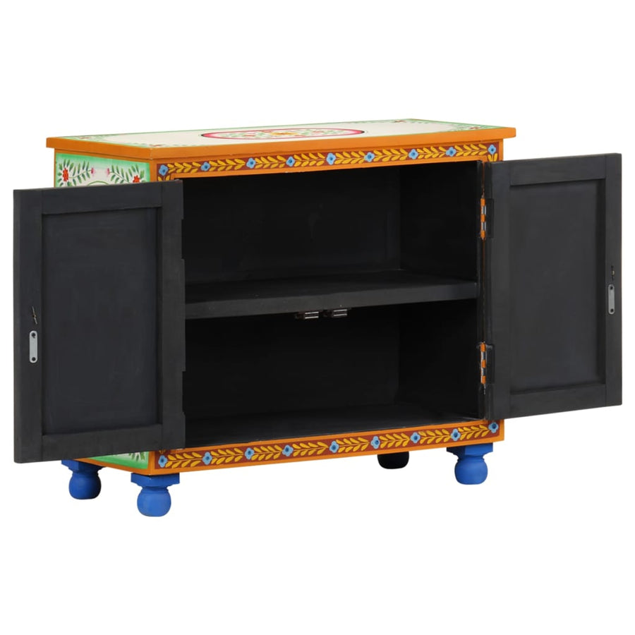 Dressoir Handgeschilderd 70X35X60 Cm Massief Mangohout Multikleur