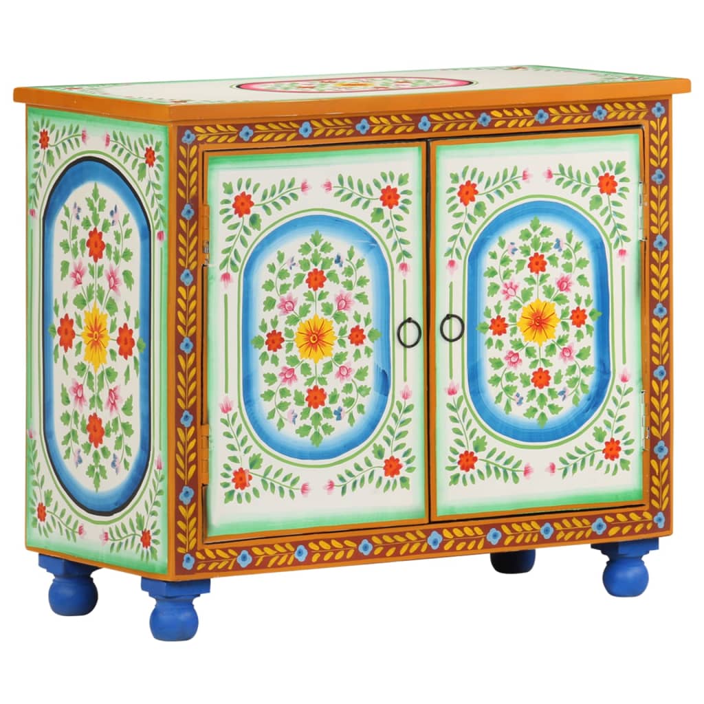 Dressoir Handgeschilderd 70X35X60 Cm Massief Mangohout Multikleur
