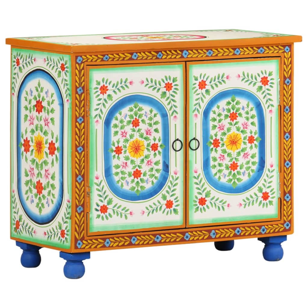 Dressoir Handgeschilderd 70X35X60 Cm Massief Mangohout Multikleur