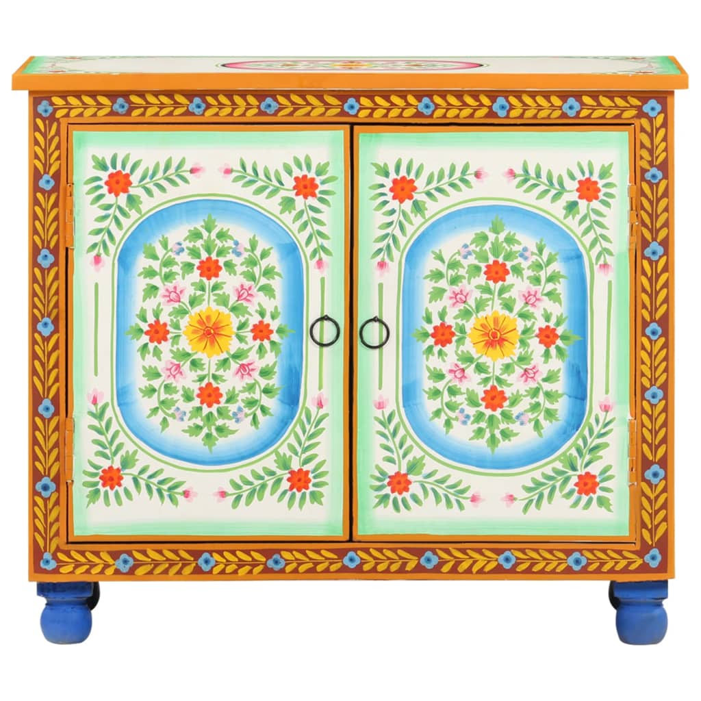 Dressoir Handgeschilderd 70X35X60 Cm Massief Mangohout Multikleur