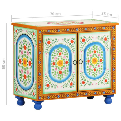 Dressoir Handgeschilderd 70X35X60 Cm Massief Mangohout Multikleur