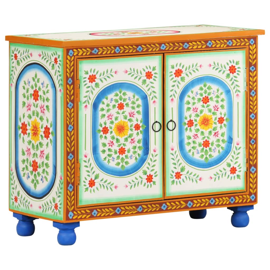 Dressoir Handgeschilderd 70X35X60 Cm Massief Mangohout Multikleur