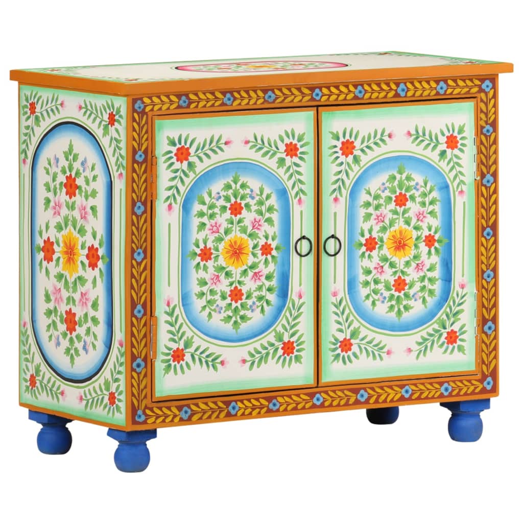 Dressoir Handgeschilderd 70X35X60 Cm Massief Mangohout Multikleur