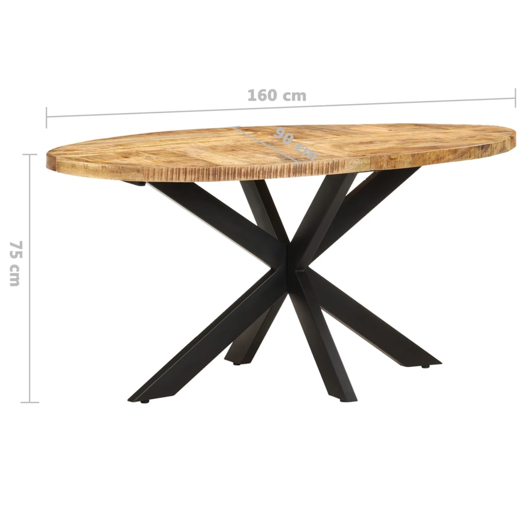Eettafel 160x90x75 cm ruw mangohout