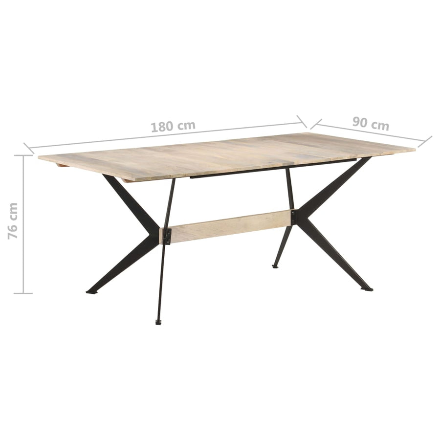 Eettafel 180X90X76 Cm Massief Mangohout Wit