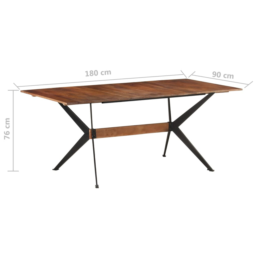 Eettafel 180X90X76 Cm Massief Mangohout Donkerbruin