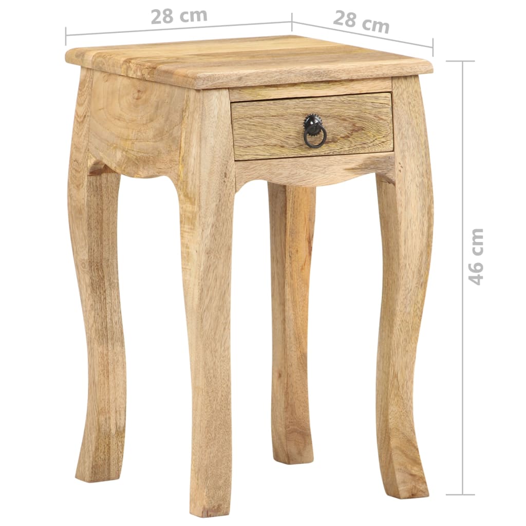 Nachtkastje 28x28x46 cm massief mangohout