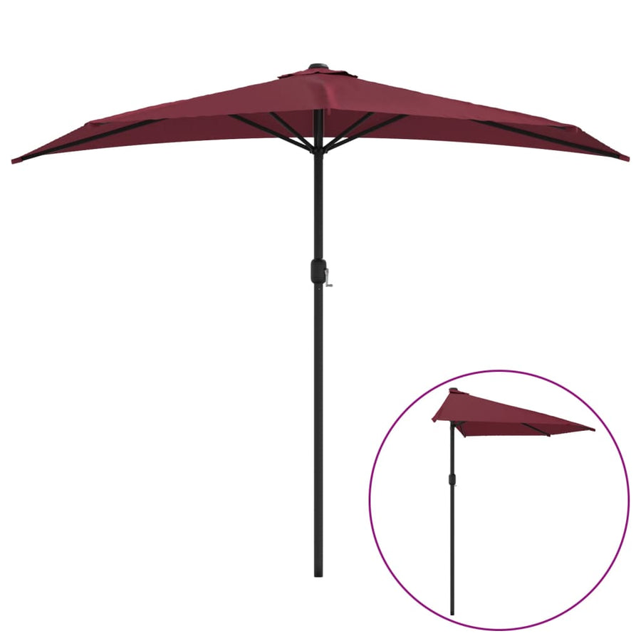 Balkonparasol half aluminium paal 270x144x222 cm bordeauxrood
