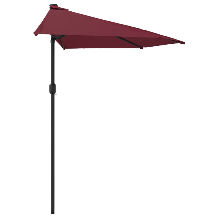 Balkonparasol half aluminium paal 270x144x222 cm bordeauxrood