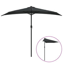 Balkonparasol half met aluminium paal 270x144x222 cm zwart