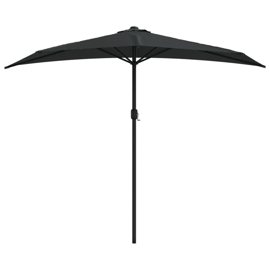 Balkonparasol half met aluminium paal 270x144x222 cm zwart