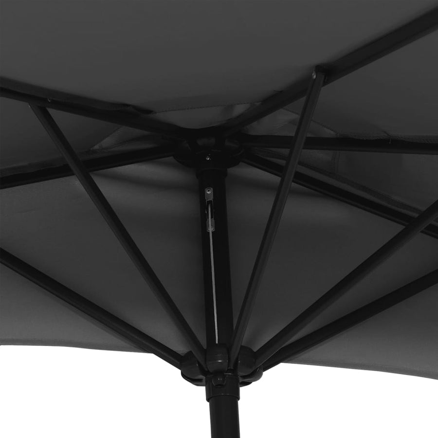 Balkonparasol half met aluminium paal 270x144x222 cm zwart