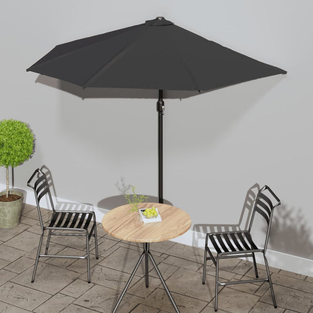 Balkonparasol Half Met Aluminium Paal 270X144X222 Cm Zwart