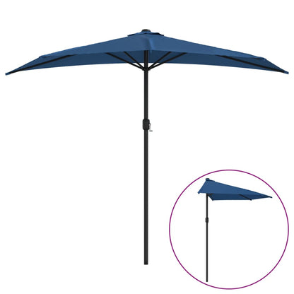 Balkonparasol half met aluminium paal 270x144x222 cm blauw
