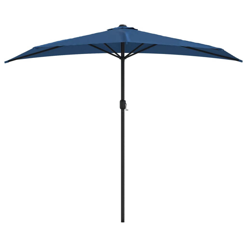 Balkonparasol half met aluminium paal 270x144x222 cm blauw