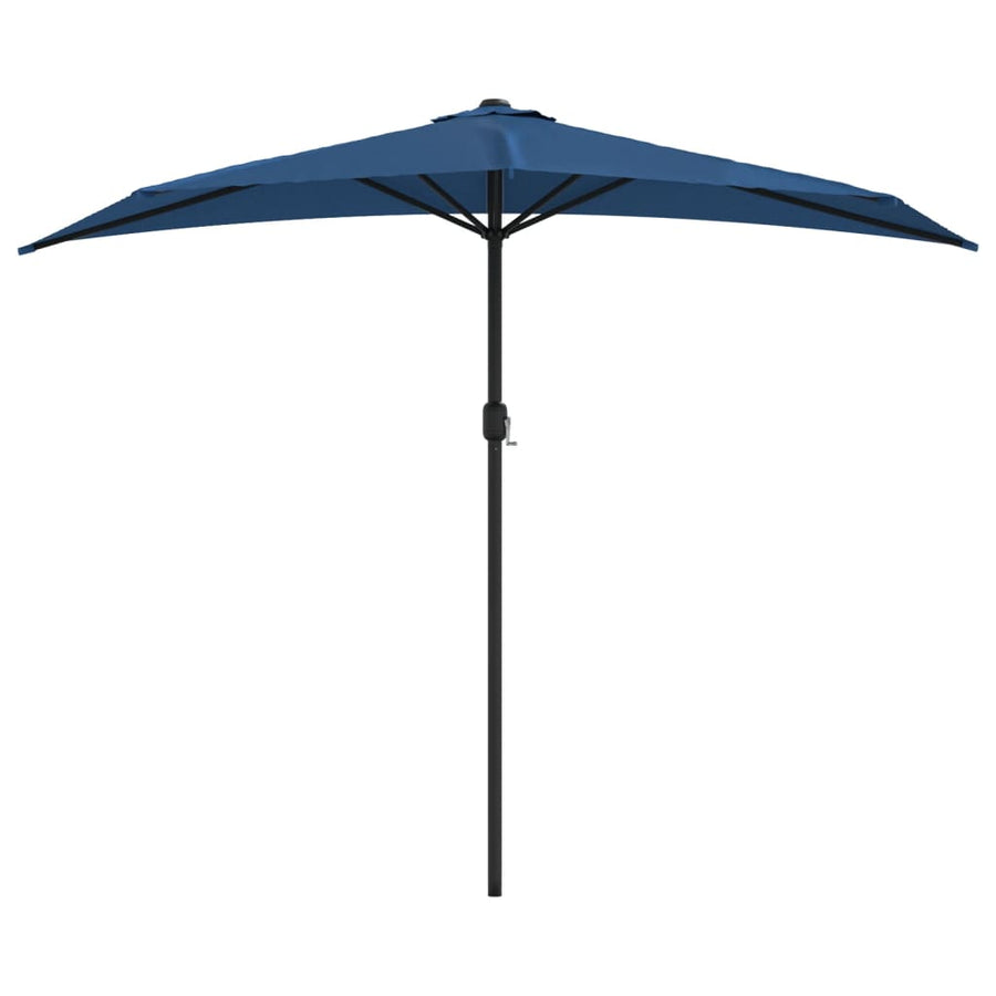 Balkonparasol half met aluminium paal 270x144x222 cm blauw