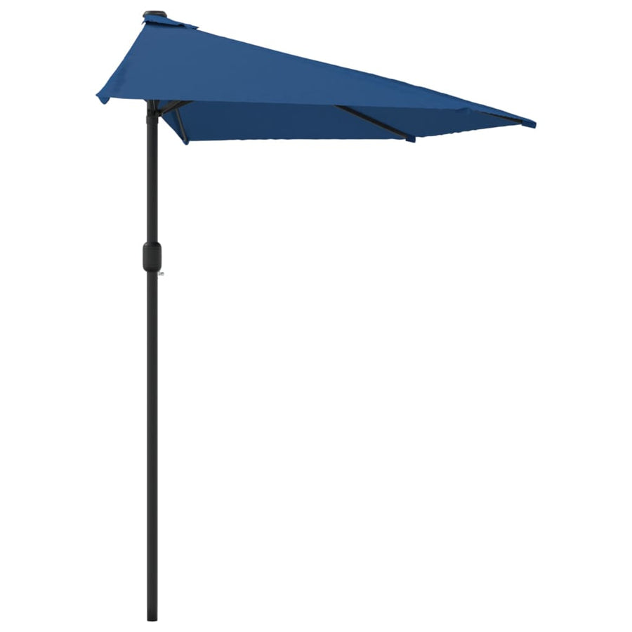 Balkonparasol half met aluminium paal 270x144x222 cm blauw