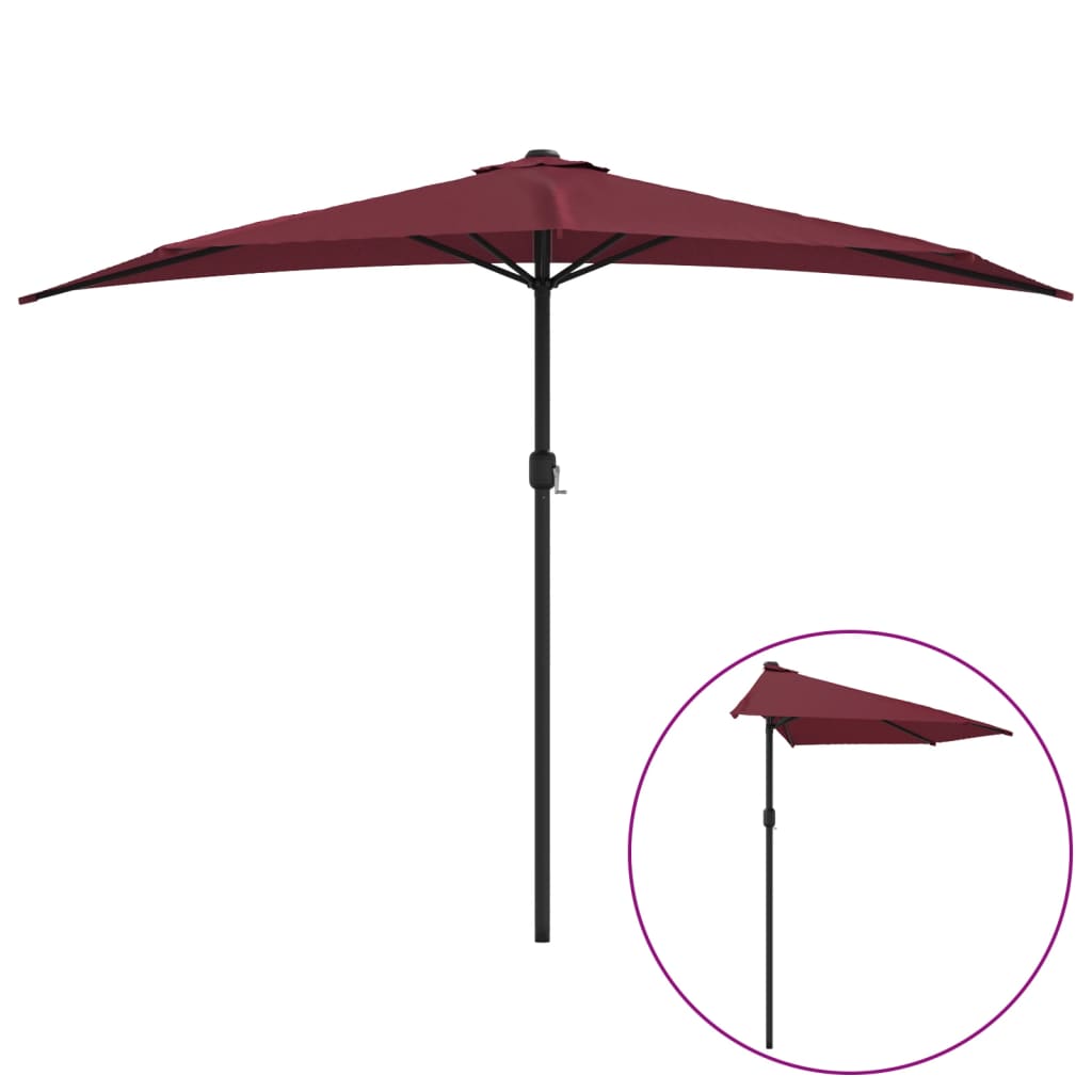 Balkonparasol Half Aluminium Paal 300X155X223 Cm Bordeaux Rood