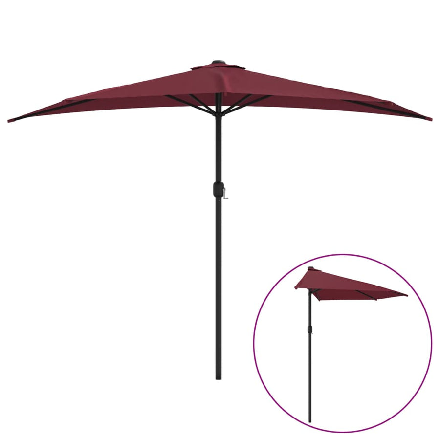 Balkonparasol Half Aluminium Paal 300X155X223 Cm Bordeaux Rood