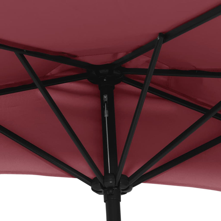 Balkonparasol Half Aluminium Paal 300X155X223 Cm Bordeaux Rood