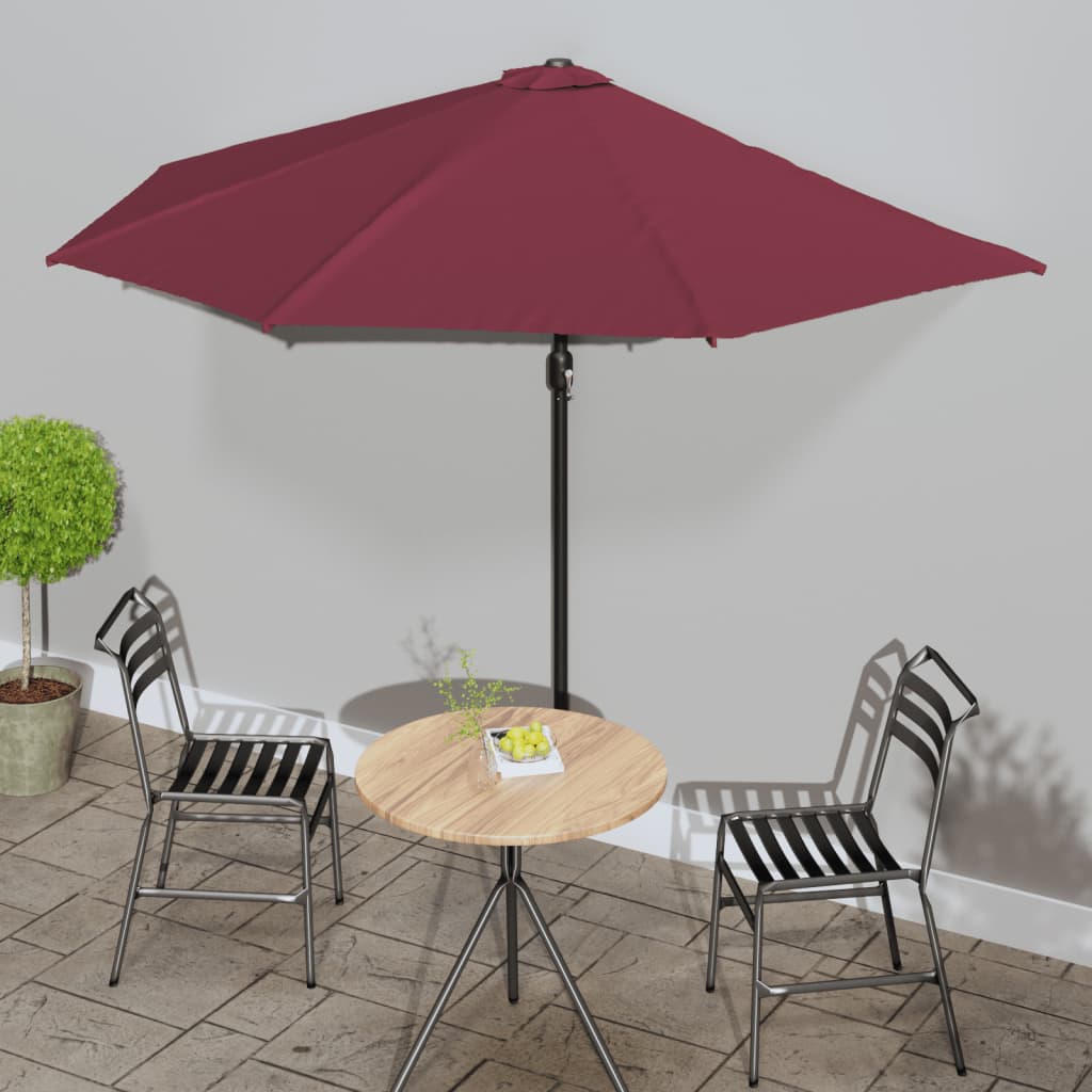Balkonparasol Half Aluminium Paal 300X155X223 Cm Bordeaux Rood