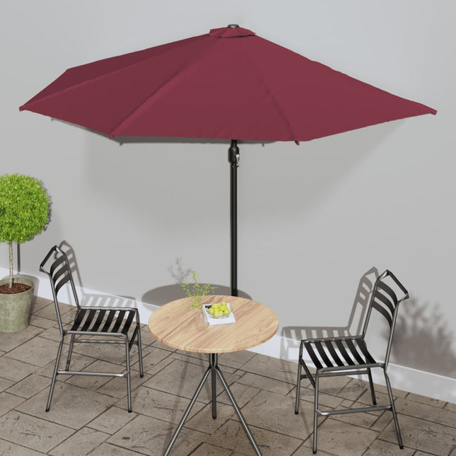 Balkonparasol Half Aluminium Paal 300X155X223 Cm Bordeauxrood