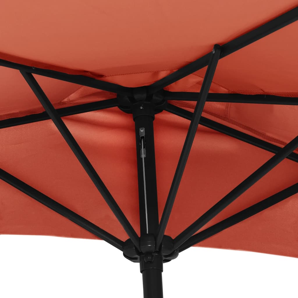 Balkonparasol Half Met Aluminium Paal 300X155X223 Cm Terracotta donkerterracotta