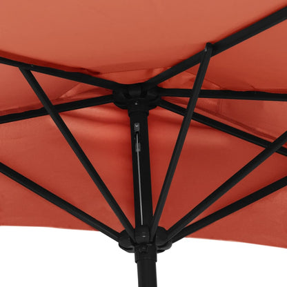 Balkonparasol Half Met Aluminium Paal 300X155X223 Cm Terracotta donkerterracotta