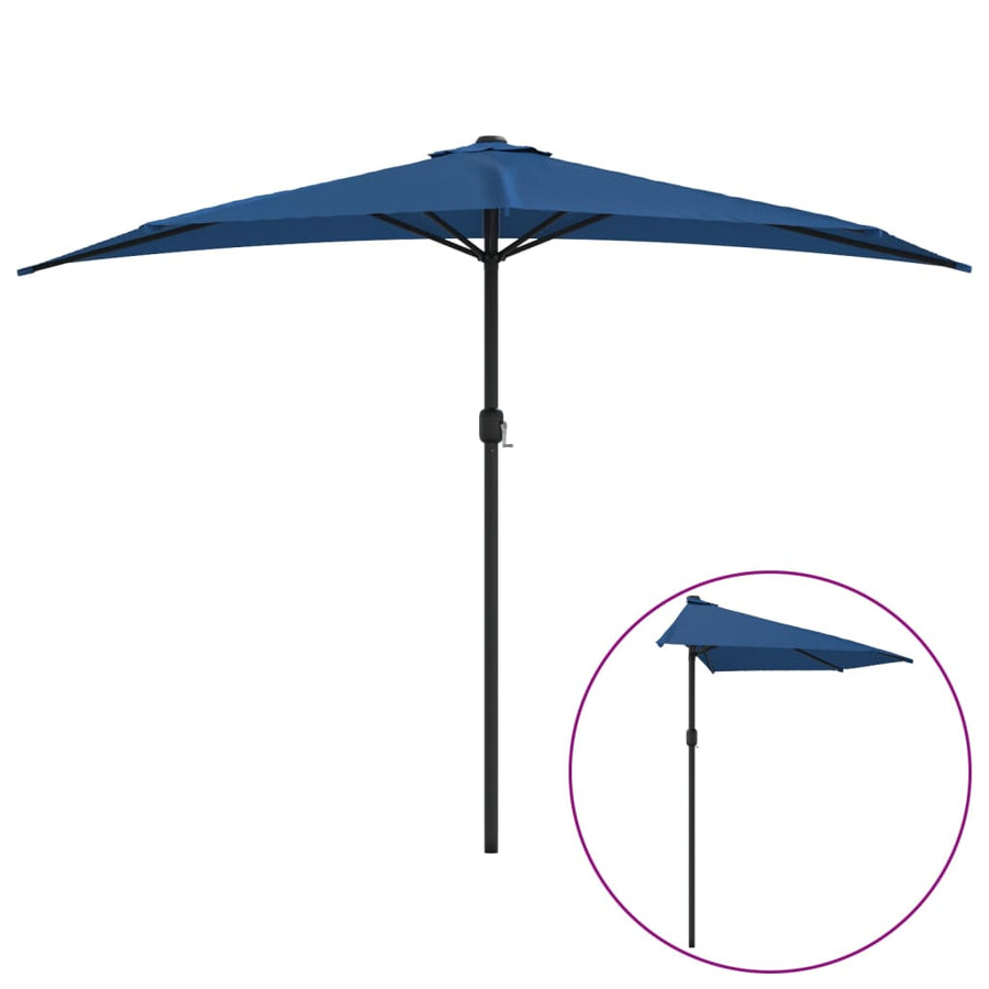 Balkonparasol Half Met Aluminium Paal 300X155X223 Cm Blauw Donkerblauw