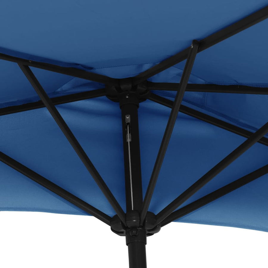 Balkonparasol Half Met Aluminium Paal 300X155X223 Cm Blauw Donkerblauw