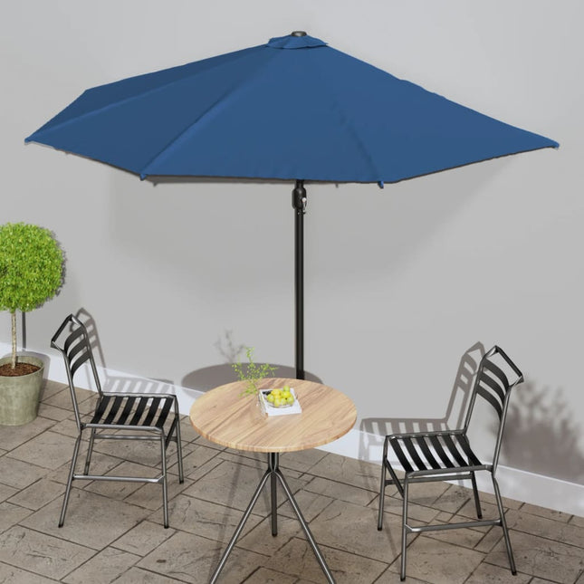 Balkonparasol Half Met Aluminium Paal 300X155X223 Cm Blauw Donkerblauw