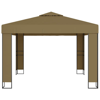 Prieel Met Dubbel Dak 180 G/M² 3X3X2,7 M Taupe 3 x 3 m
