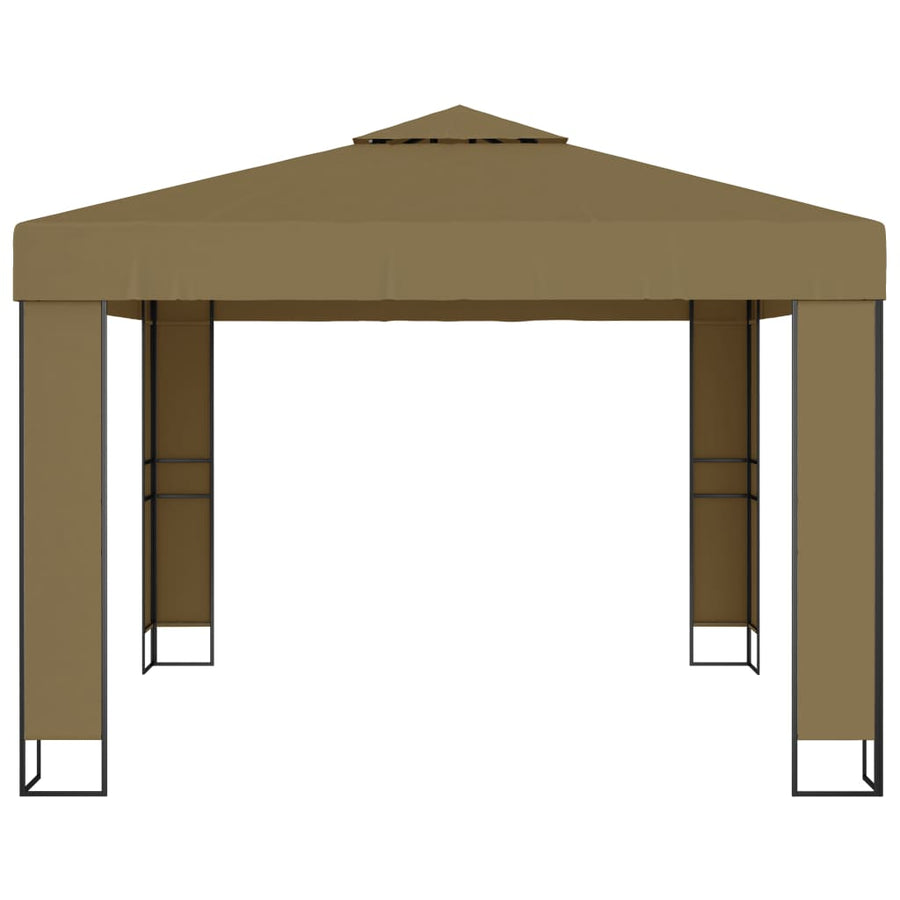 Prieel Met Dubbel Dak 180 G/M² 3X3X2,7 M Taupe 3 x 3 m