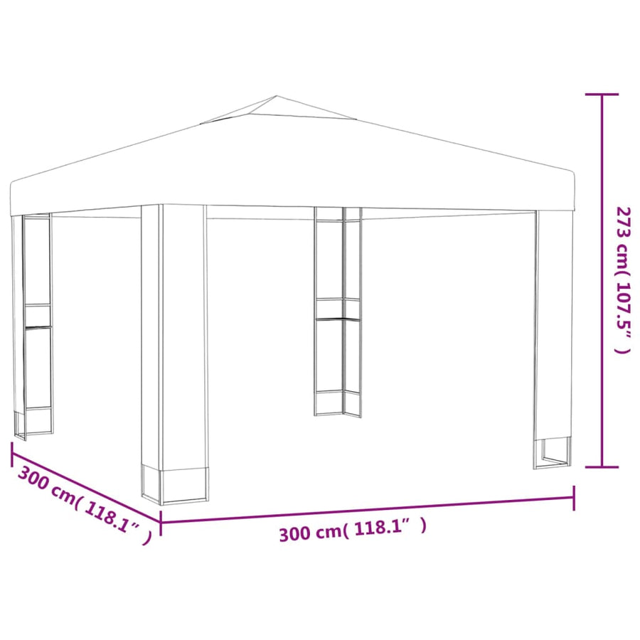 Prieel Met Dubbel Dak 180 G/M² 3X3X2,7 M Taupe 3 x 3 m