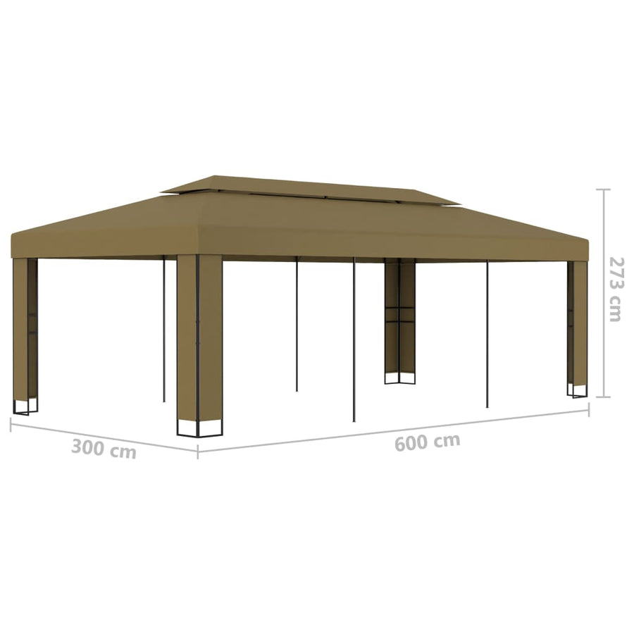 Prieel Met Dubbel Dak 180 G/M² 3X6 M Taupe 3 x 6 m
