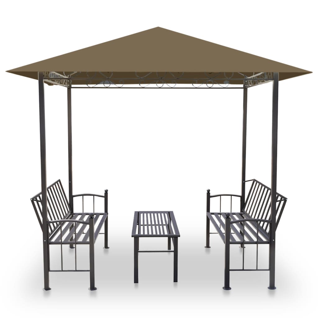 Tuinpaviljoen Met Tafel En Bankjes 180 G/M² 2,5X1,5X2,4 M Taupe